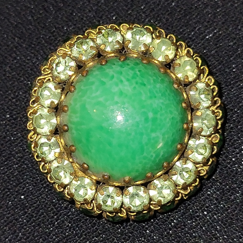 Vintage Austrian Green Rhinestone Brooch